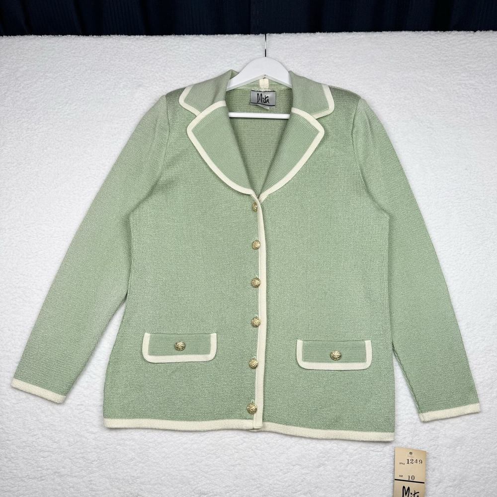 New - Vintage 80s Mita Green Knit Jacket Blazer - Women's 10 - READ
